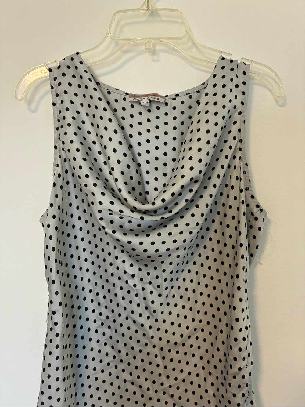 Silver Y2K polka dot cowl neck tank top